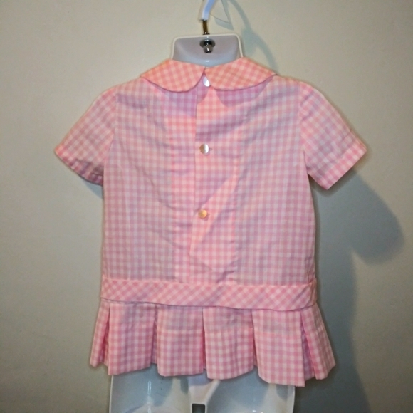 Vintage 1920-30's Toddler's Pink & White Gingham Handmade Dropped Waist Dress - Picture 6 of 13